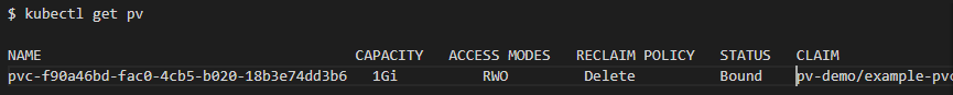 managing persistent volume kubectl