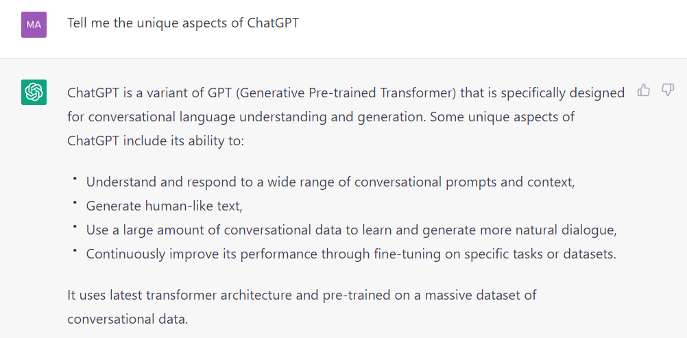 Features of ChatGPT