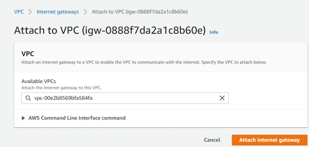 Attach Internet Gateway