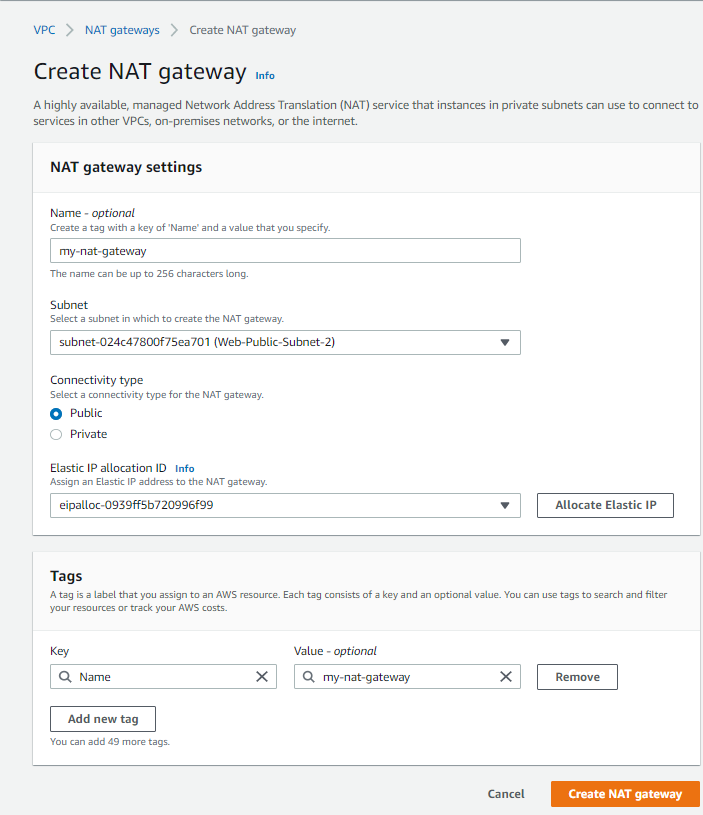 Created NAT Gate