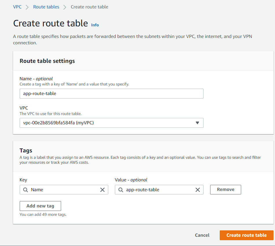 Create Route Table