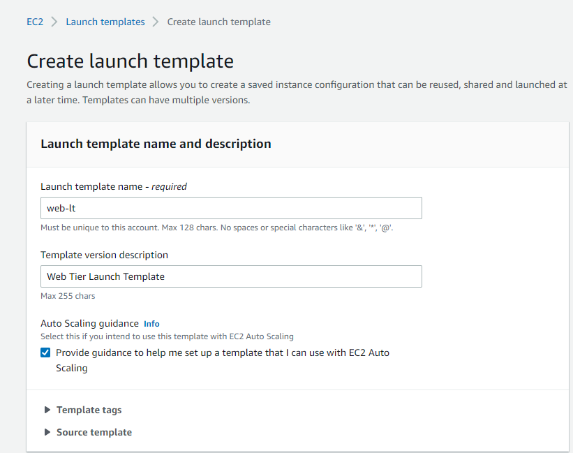 Create Launch Template