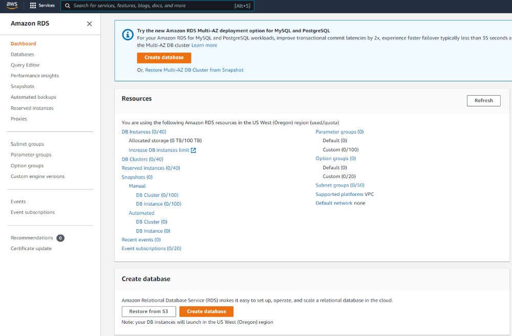 Create database