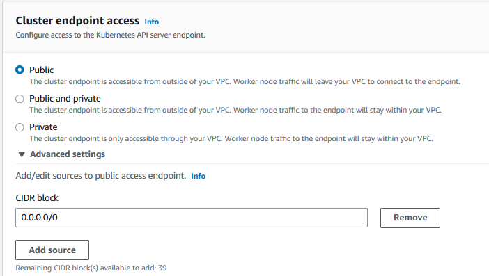 Configure your cluster endpoints