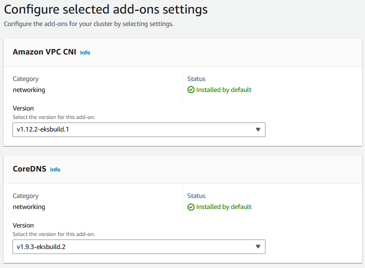 configure the selected add-ons