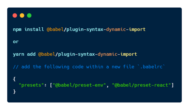 Install Babel to enable dynamic imports