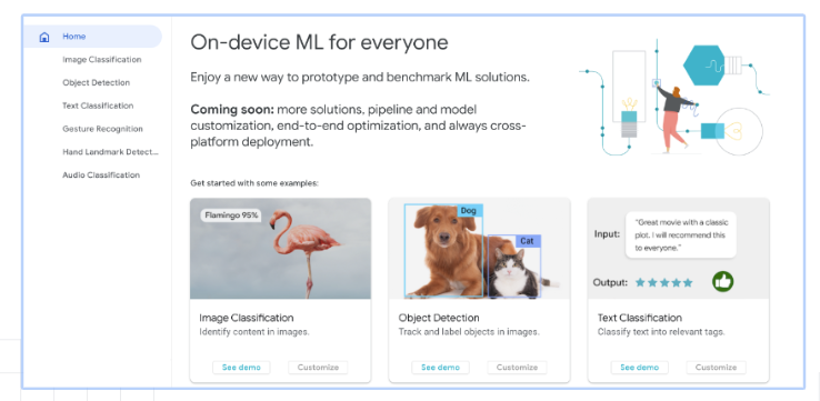 MediaPipe Studio representation of machine learning in android native devices